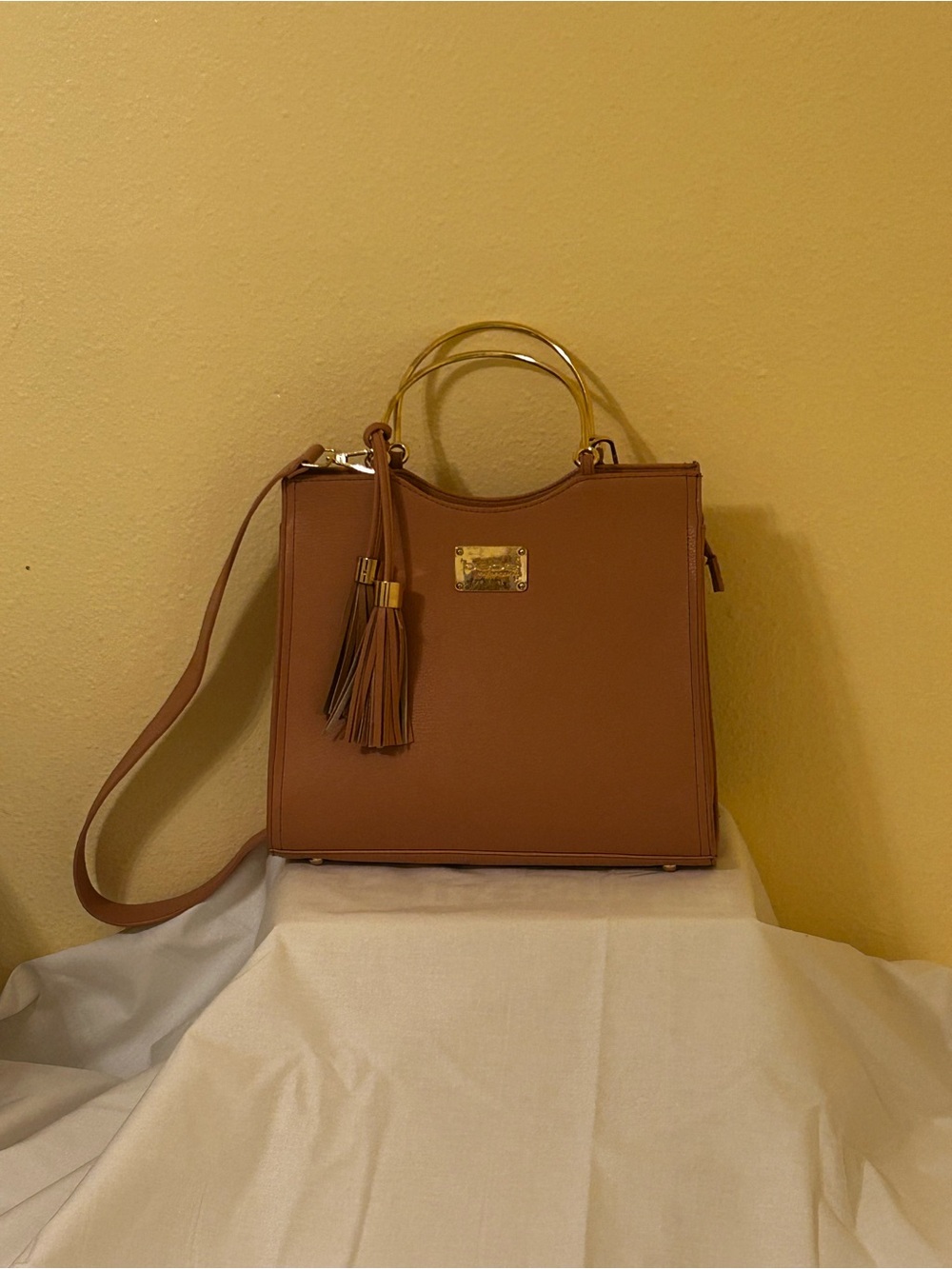 Tassel Top-Handle Satchel in Dusty Pink